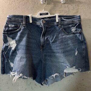Hollister Dark Blue Distressed Jean Shorts
